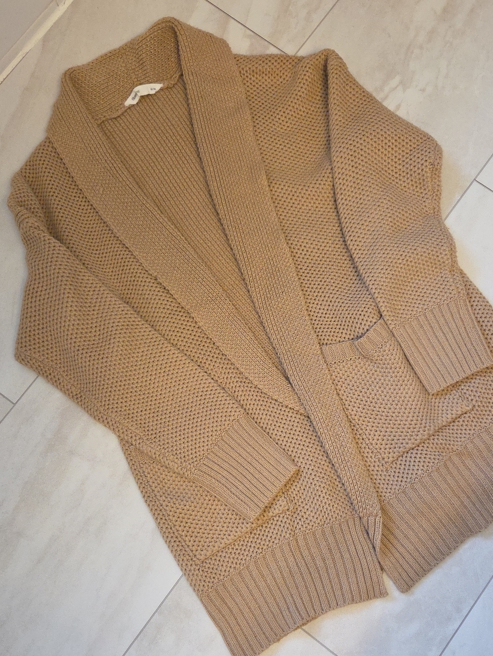 Bluenotes Open-Front Cardigan in Camel Tan